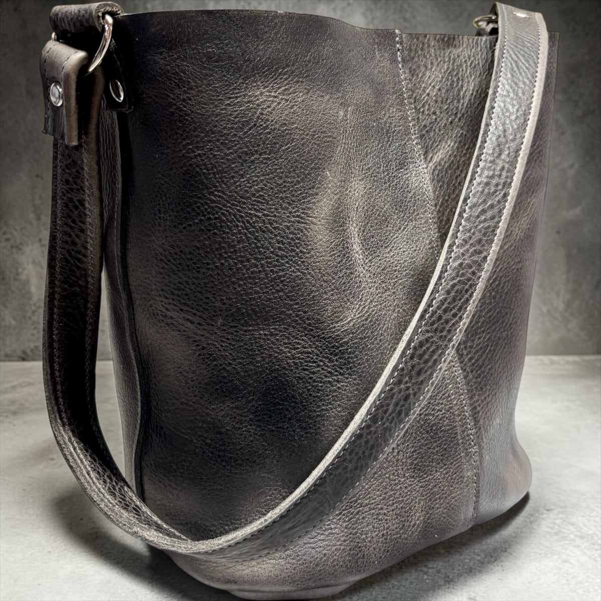 Full Grain Real Leather Dog Mini Bucket Crossbody or Shoulder Bag Purse