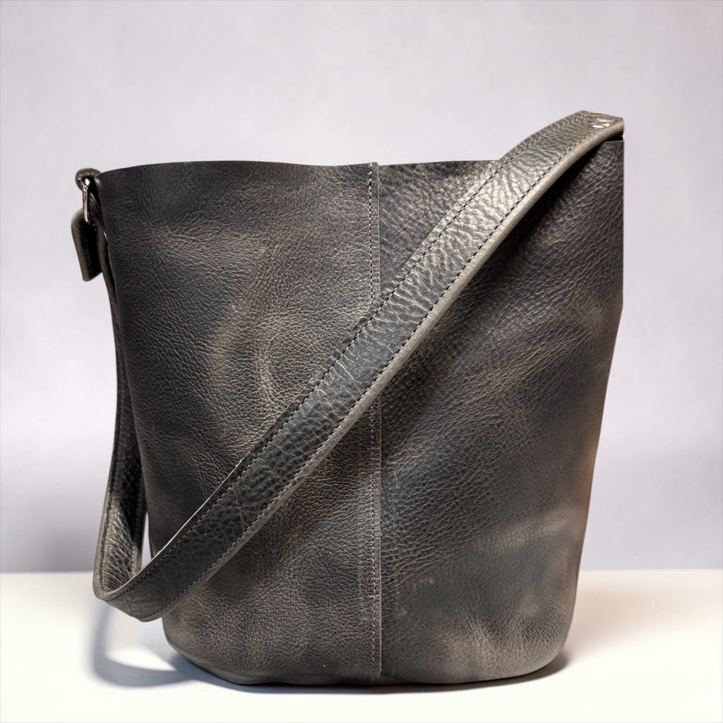 Full Grain Real Leather Dog Mini Bucket Crossbody or Shoulder Bag Purse