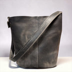 Full Grain Real Leather Dog Mini Bucket Crossbody or Shoulder Bag Purse