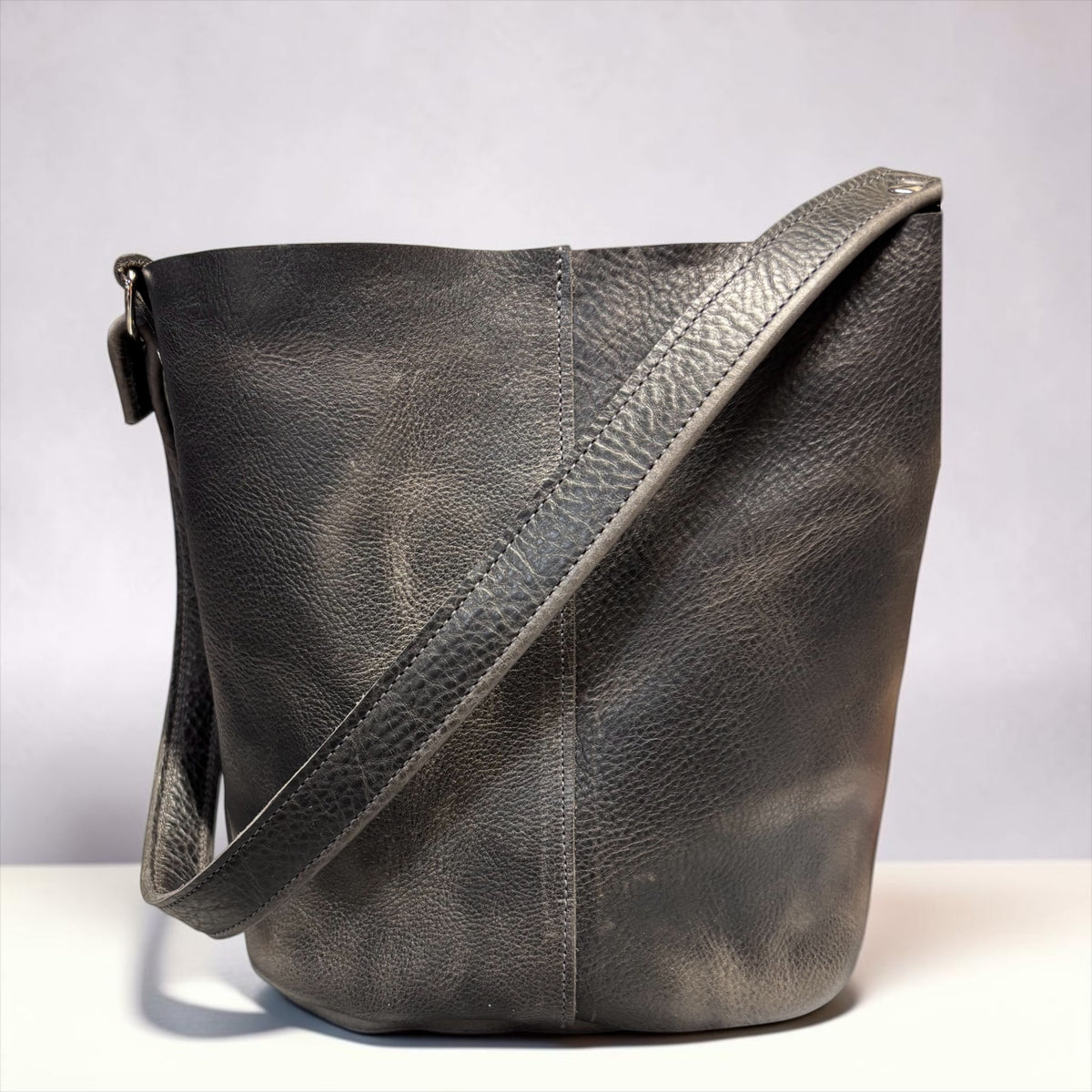 Full Grain Real Leather Dog Mini Bucket Crossbody or Shoulder Bag Purse