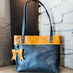 Full Grain Leather Little Lincoln Two Tone Tote Bag Dog