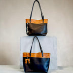 Full Grain Leather Lincoln Two Tone Tote Bag Dog
