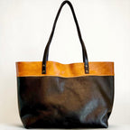 Full Grain Leather Lincoln Two Tone Tote Bag Dog