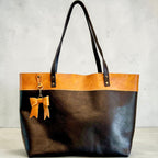 Full Grain Leather Lincoln Two Tone Tote Bag Dog