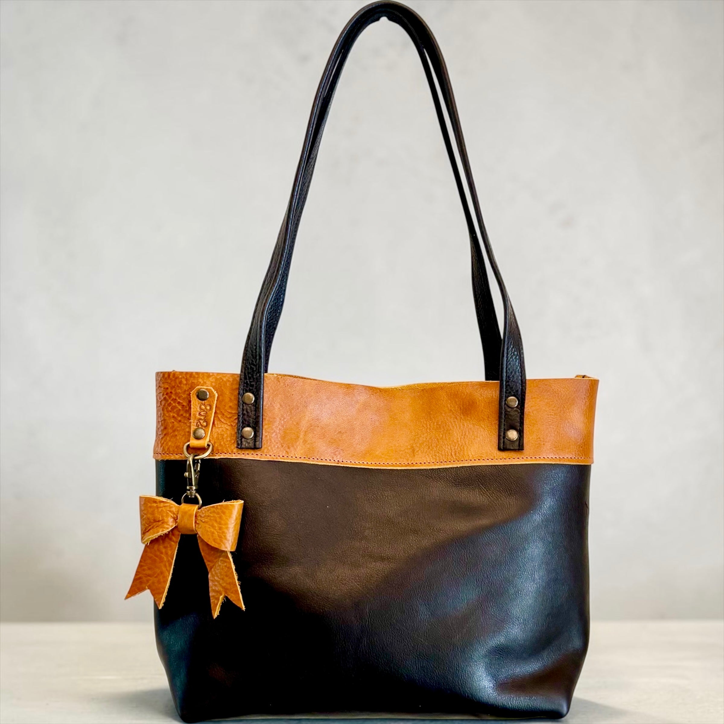 Full Grain Leather Little Lincoln Two Tone Tote Bag Dog