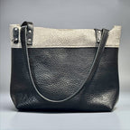 Full Grain Pattern Design Leather Little Lincoln Two Tone Tote Bag Dog