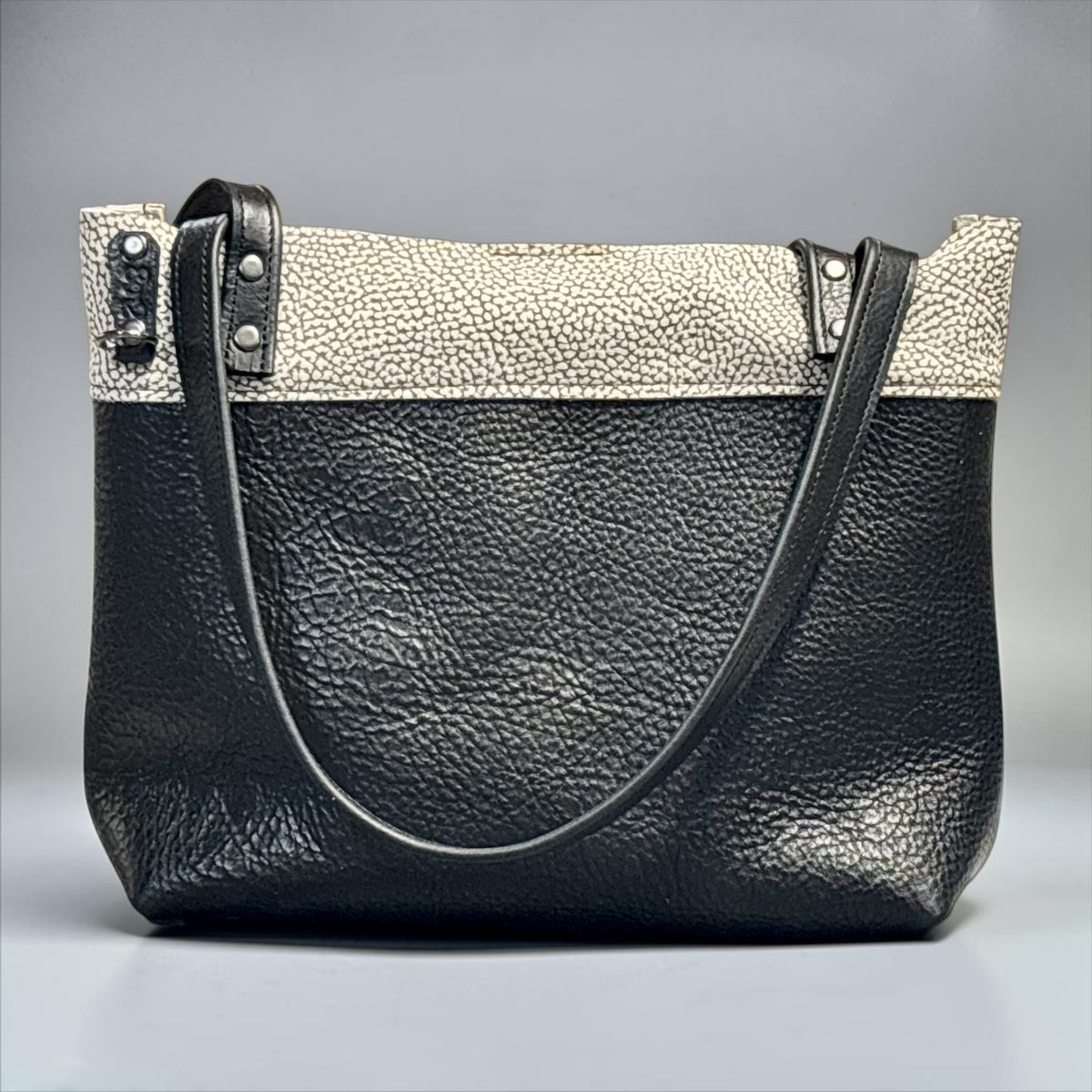 Full Grain Pattern Design Leather Little Lincoln Two Tone Tote Bag Dog