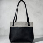 Full Grain Pattern Design Leather Little Lincoln Two Tone Tote Bag Dog