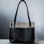 Full Grain Pattern Design Leather Little Lincoln Two Tone Tote Bag Dog