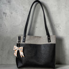 Full Grain Pattern Design Leather Little Lincoln Two Tone Tote Bag Dog