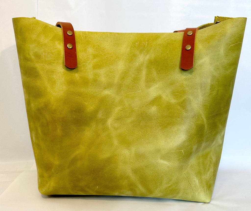 Full Grain Authentic Real Leather Peridot Green Leather Classic Tote Bags-Small-Medium-Large-Extra Large