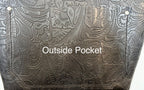 Full Grain Authentic Real Leather Cross-Body Black Embossed Leather Classic Tote Bags-Small-Medium-Large-Extra Large