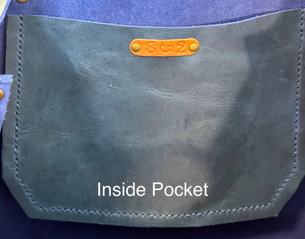Full Grain Real Leather Authentic Magnetic Blue Leather Classic Tote Bags-Small-Medium-Large-Extra Large