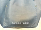 Full Grain Real Leather Authentic Pebbled Navy Leather Classic Tote Bags-Small-Medium-Large-Extra Large