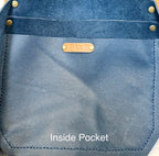 Full Grain Real Leather Authentic Pebbled Navy Leather Classic Tote Bags-Small-Medium-Large-Extra Large