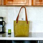Full Grain Real Leather Authentic Cross-Body Peridot Green Leather Classic Tote Bags-Small-Medium-Large-Extra Large