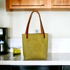Full Grain Authentic Real Leather Peridot Green Leather Classic Tote Bags-Small-Medium-Large-Extra Large