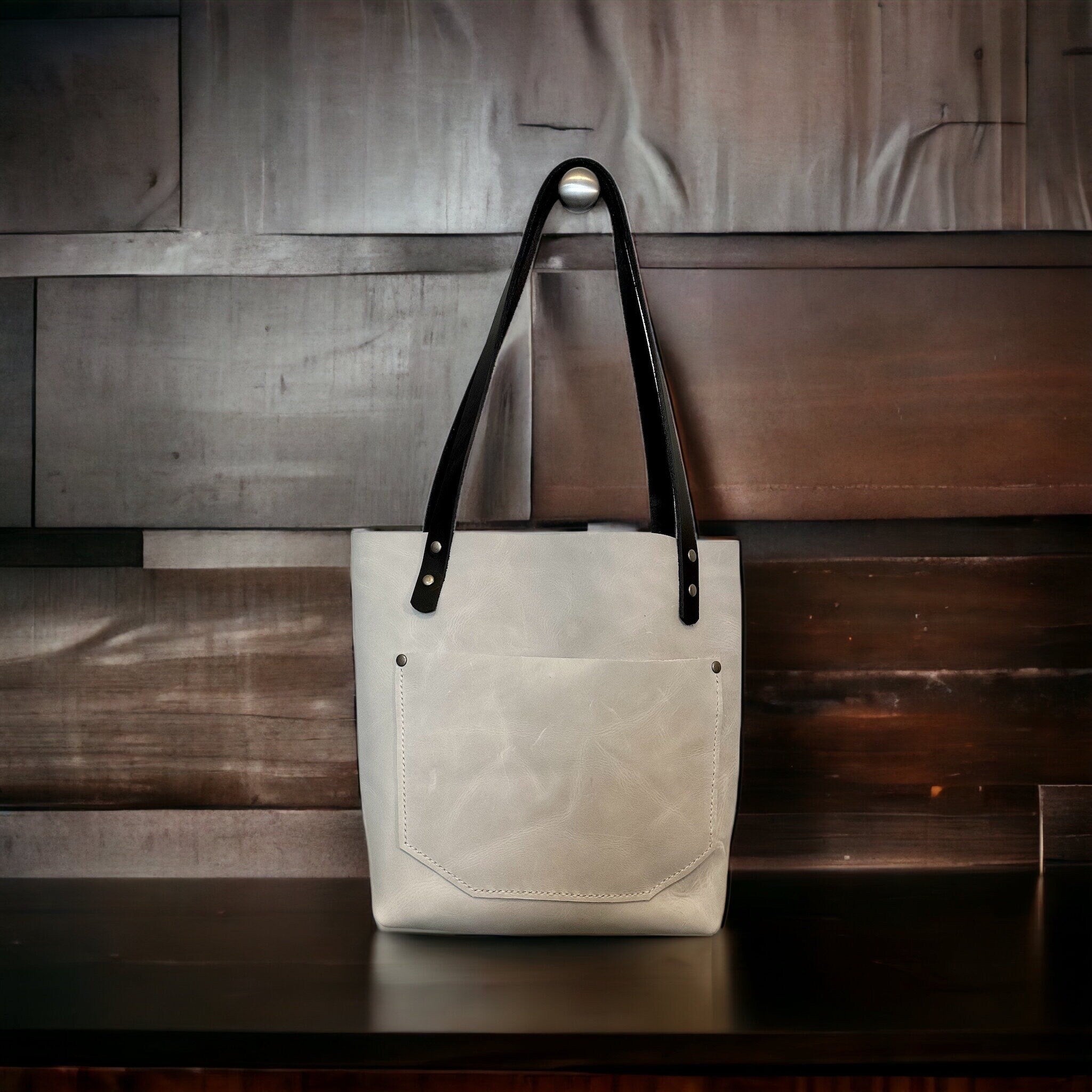 Full Grain Real Leather Authentic Cross-Body Cloud White Leather Classic Tote Bags-Small-Medium-Large-Extra Large