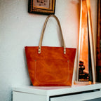 Full Grain Real Leather Authentic Rust Orange Leather Classic Tote Bags-Small-Medium-Large-Extra Large