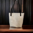 Full Grain Real Leather Authentic Cross-Body Cloud White Leather Classic Tote Bags-Small-Medium-Large-Extra Large