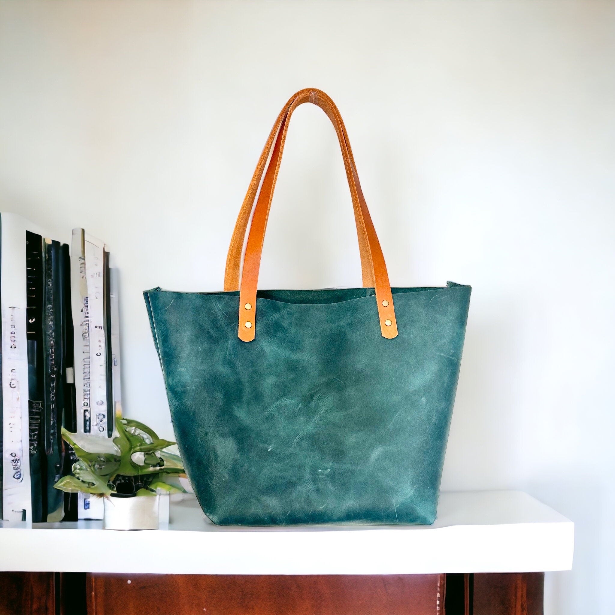 Full Grain Real Leather Authentic Mediterranean Leather Classic Tote Bags-Small-Medium-Large-Extra Large