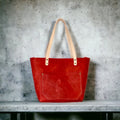 Full Grain Real Leather Authentic Magnetic Red Orange Leather Classic Tote Bags-Small-Medium-Large-Extra Large