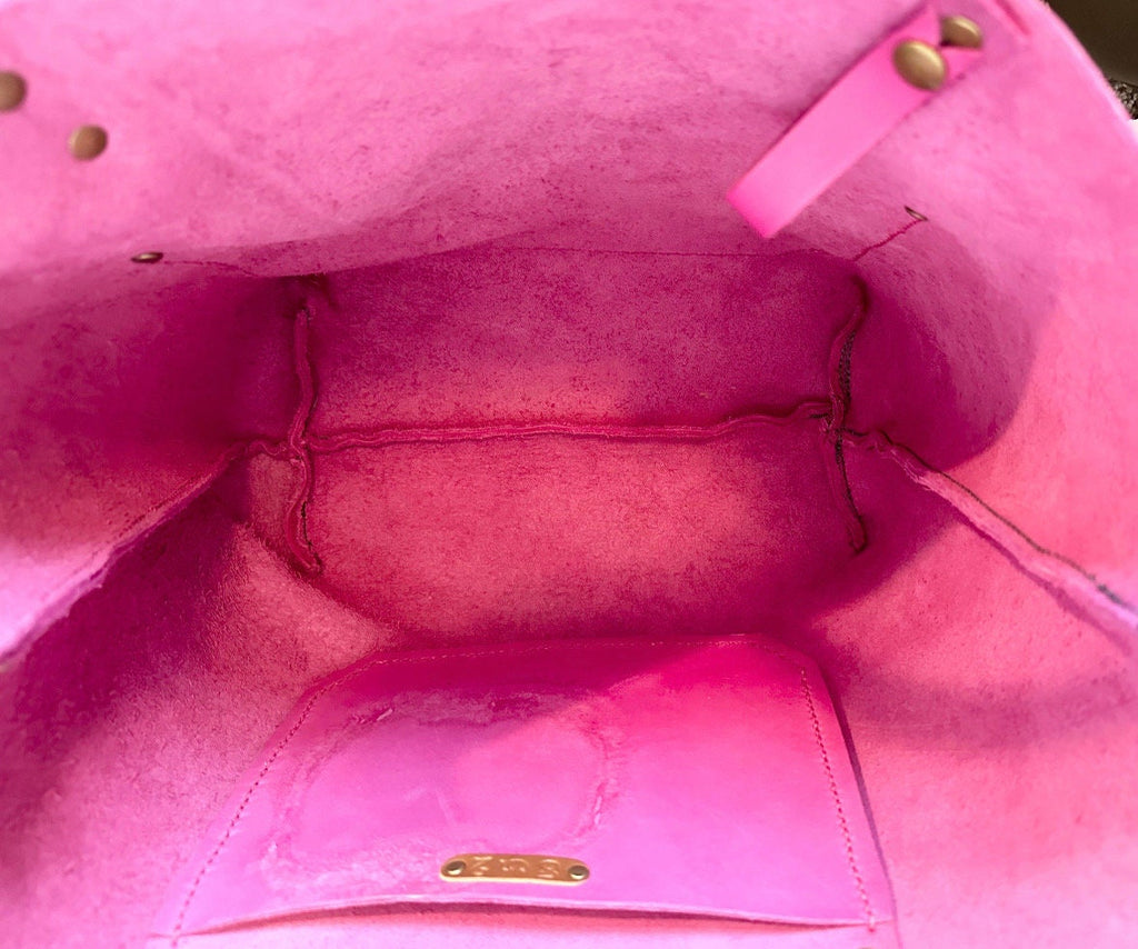 Full Grain Real Leather Zipper Magnetic Pink Leather Tote Bags-Small-Medium-Large-Extra Large