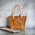 Full Grain Real Leather Authentic Zipper Chocolate Leather Tote Bags-Small-Medium-Large-Extra Large