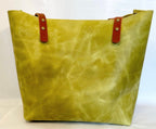 Full Grain Real Leather Authentic Zipper Peridot Green Leather Tote Bags-Small-Medium-Large-Extra Large
