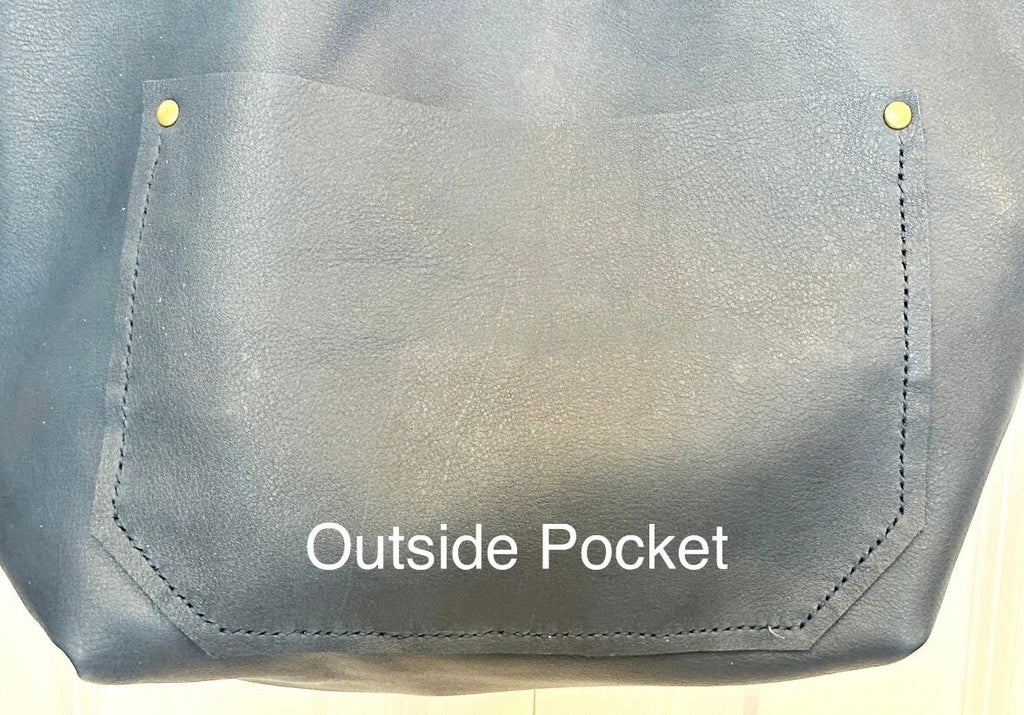 Full Grain Real Leather Zipper Pebbled Navy Leather Tote Bags-Small-Medium-Large-Extra Large