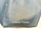Full Grain Real Leather Zipper Pebbled Navy Leather Tote Bags-Small-Medium-Large-Extra Large
