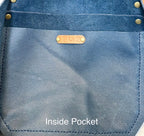 Full Grain Real Leather Zipper Pebbled Navy Leather Tote Bags-Small-Medium-Large-Extra Large
