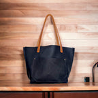Full Grain Real Leather Authentic Cross-Body Rushmore Navy Leather Classic Tote Bags-Small-Medium-Large-Extra Large