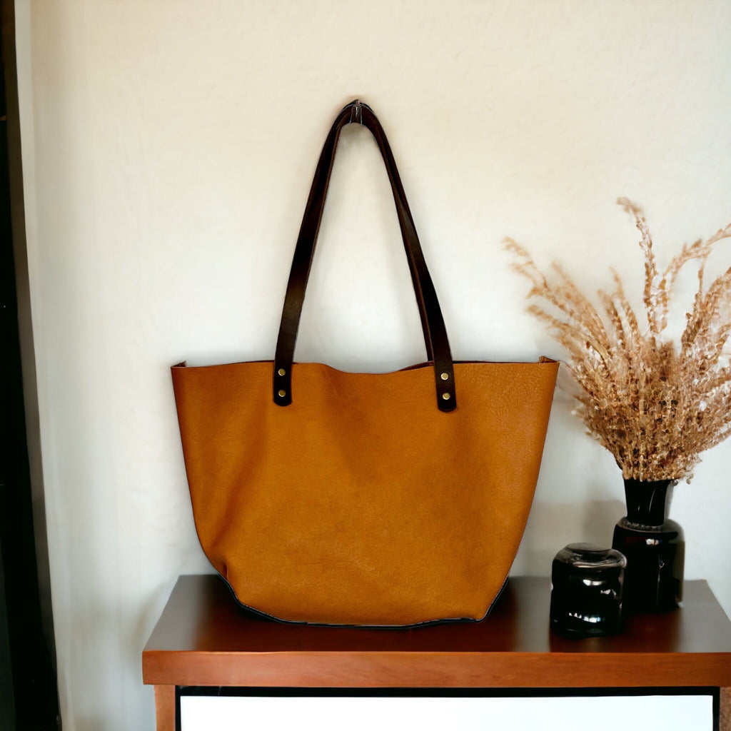 Full Grain Real Leather Authentic Pebbled Saddle Leather Classic Tote Bags-Small-Medium-Large-Extra Large