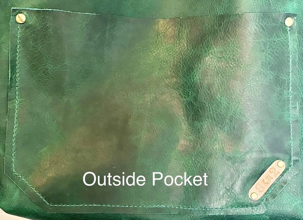 Full Grain Real Leather Zipper Rushmore Green Leather Tote Bags-Small-Medium-Large-Extra Large
