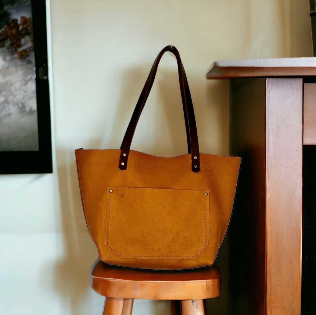 Full Grain Real Leather Zipper Pebbled Saddle Leather Tote Bags-Small-Medium-Large-Extra Large