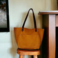 Full Grain Real Leather Zipper Pebbled Saddle Leather Tote Bags-Small-Medium-Large-Extra Large