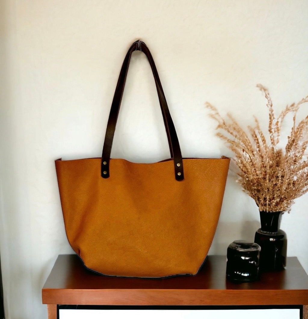Full Grain Real Leather Zipper Pebbled Saddle Leather Tote Bags-Small-Medium-Large-Extra Large