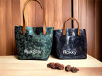 Full Grain Real Leather Authentic Aqua Leather RokStar Cross-Body/Handbag