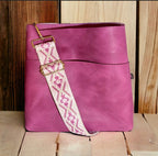 Full Grain Real Leather Authentic Magnetic Pink Super Stevie Crossbody or Shoulder Bag Purse