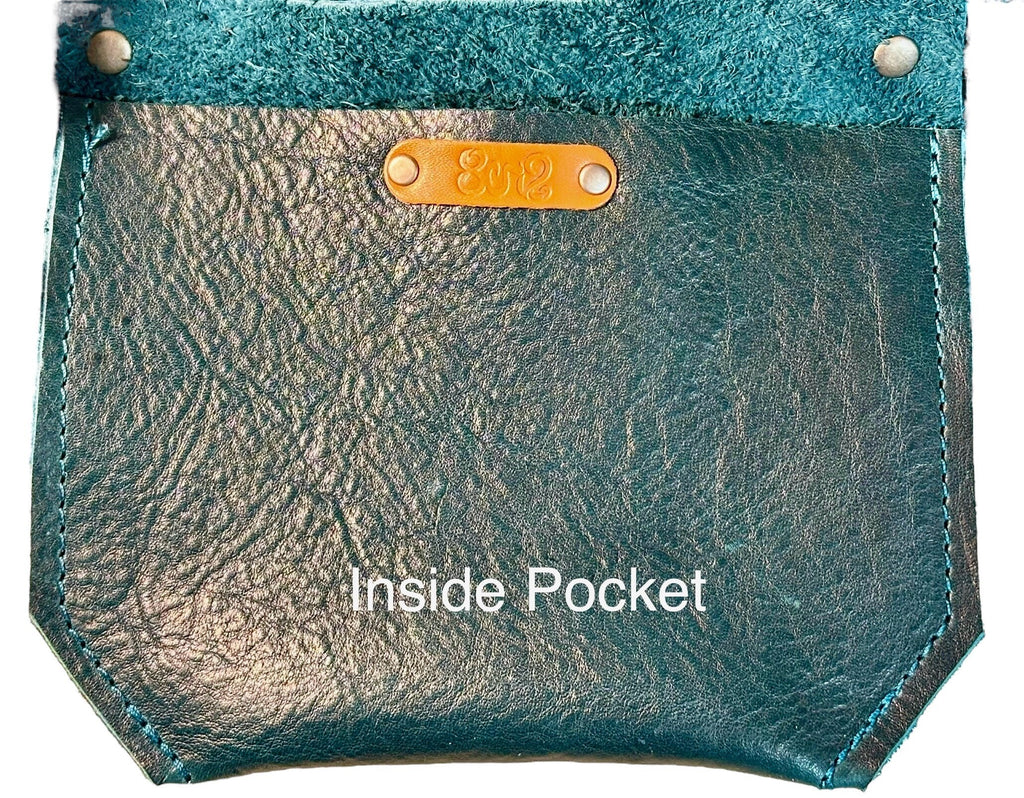 Full Grain Leather Zipper Dark Teal Super Stevie Crossbody or Shoulder Bag Purse