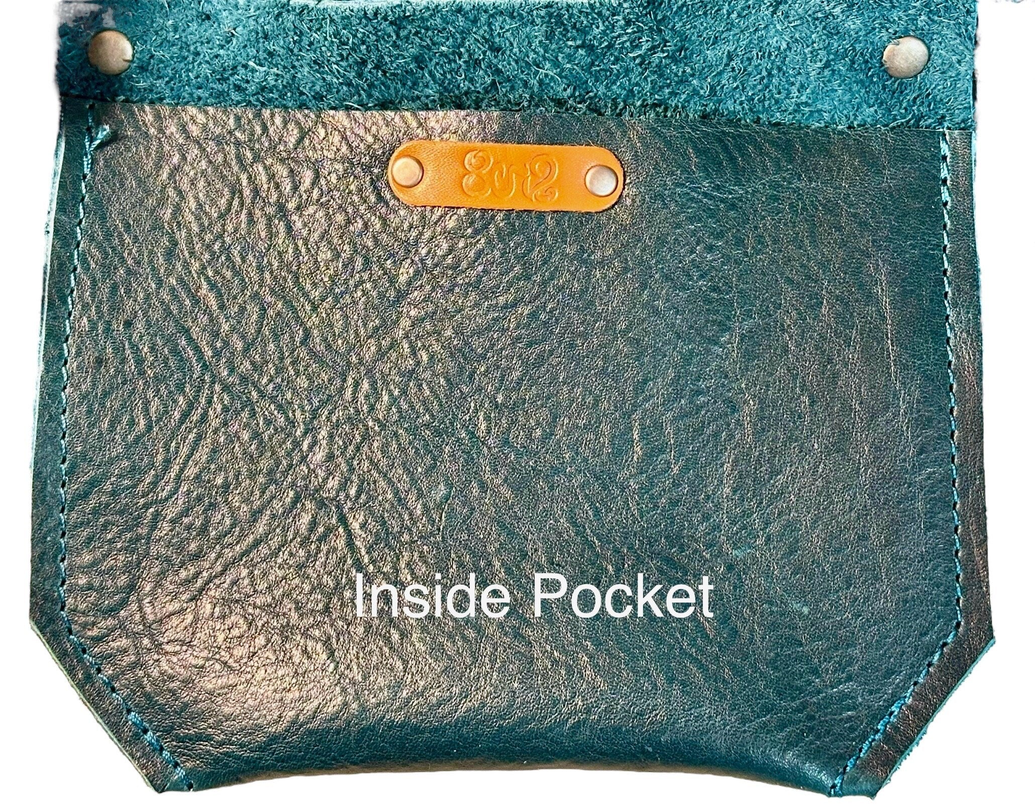 Full Grain Leather Zipper Dark Teal Super Stevie Crossbody or Shoulder Bag Purse