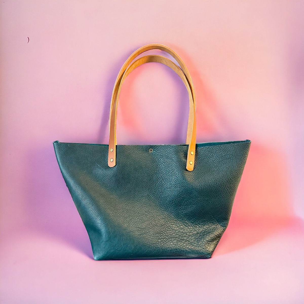 Full Grain Real Leather Dark Teal Leather Classic Tote Bags-Small-Medium-Large-Extra Large