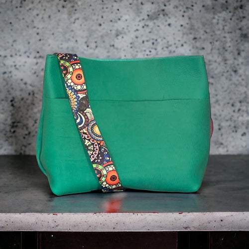 Full Grain Real Leather Authentic Spring Green Super Stevie Crossbody or Shoulder Bag Purse