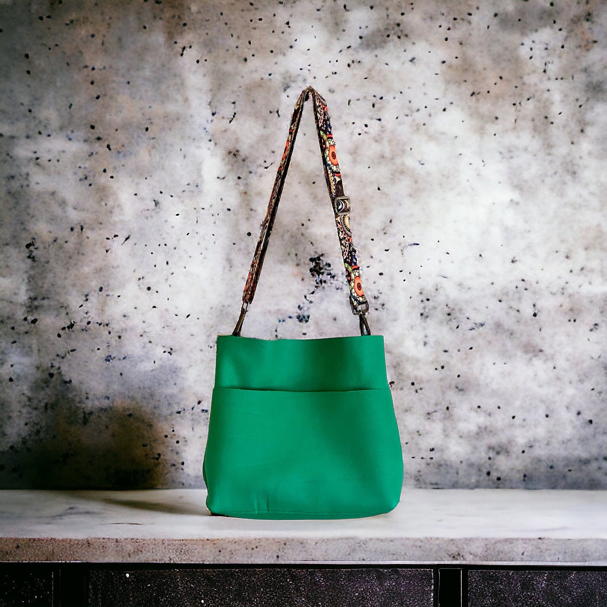 Full Grain Real Leather Authentic Spring Green Super Stevie Crossbody or Shoulder Bag Purse