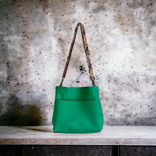 Full Grain Real Leather Authentic Spring Green Super Stevie Crossbody or Shoulder Bag Purse