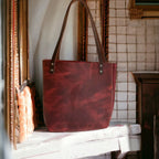 Full Grain Real Leather Rushmore Red Leather Classic Tote Bags-Small-Medium-Large-Extra Large