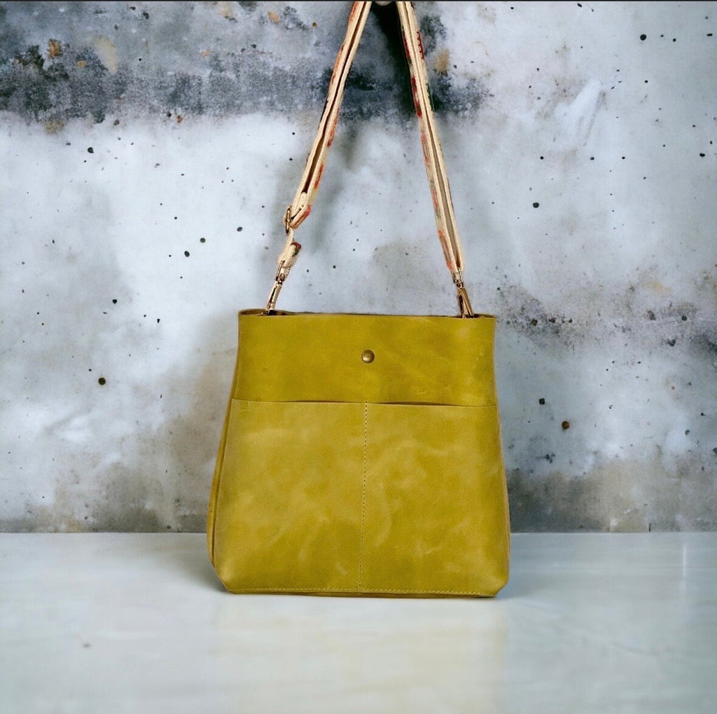 Full Grain Real Leather Authentic Peridot Green Super Stevie Crossbody or Shoulder Bag Purse