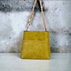 Full Grain Real Leather Authentic Peridot Green Super Stevie Crossbody or Shoulder Bag Purse