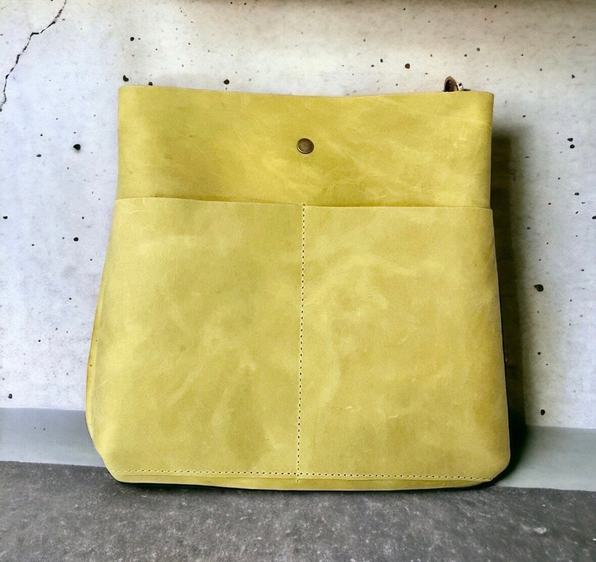 Full Grain Real Leather Authentic Peridot Green Super Stevie Crossbody or Shoulder Bag Purse